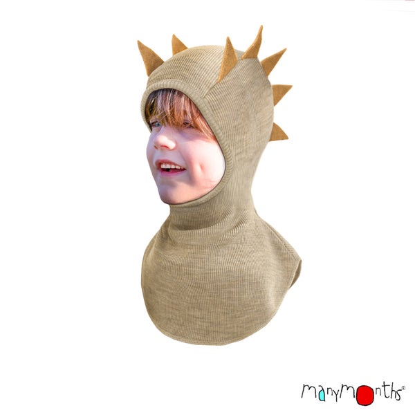 ManyMonths Natural Woollies Elephant Hood merinovillainen kyp&auml;r&auml;myssy DINO