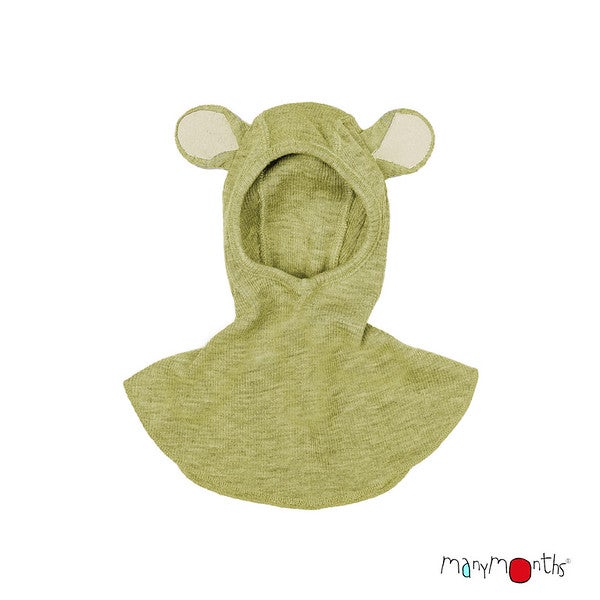 ManyMonths Natural Woollies Elephant Hood merinovillainen kyp&auml;r&auml;myssy nallen korvilla