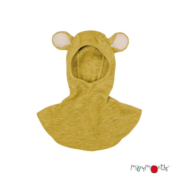 ManyMonths Natural Woollies Elephant Hood merinovillainen kyp&auml;r&auml;myssy nallen korvilla
